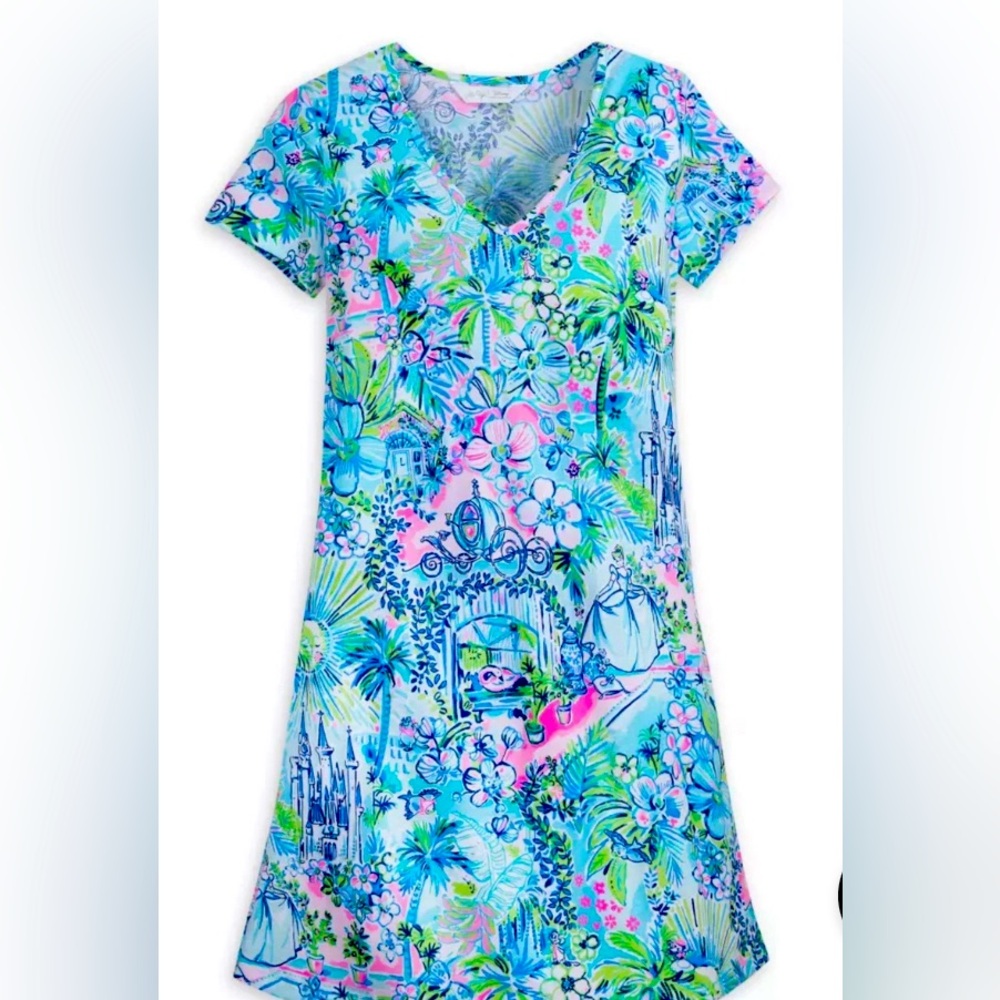 Lilly Pulitzer Loves Disney Cinderella Floral Dress in Blue and Pink